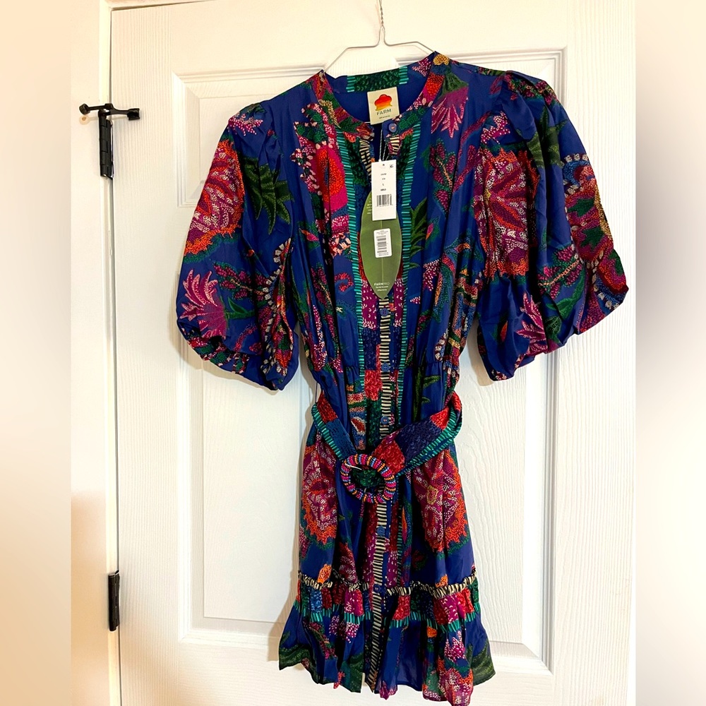 Farm Rio sunset tapestry scarf blue mini dress ***BRAND NEW WITH TAGS***